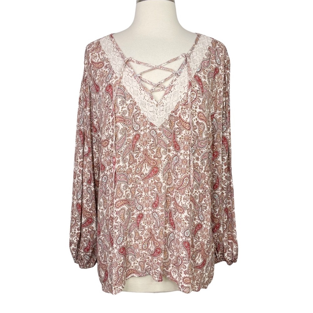 Stitch Fix l LUQ Boho Paisley Print Top, XL